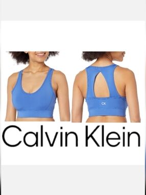 Calvin Klein Performance Seamless Stretch Sports Bra in Blue Wave Sz M